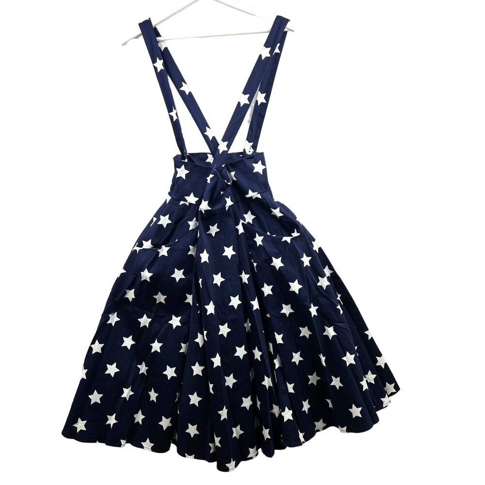 Collectif Womens Blue White Alexa Stars Swing Skirt Overall Size XS High Waist